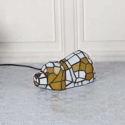 Tiffany Creative Chats /Chiens en Vitrail Lampe de Table Veilleuse 1 Lumière 