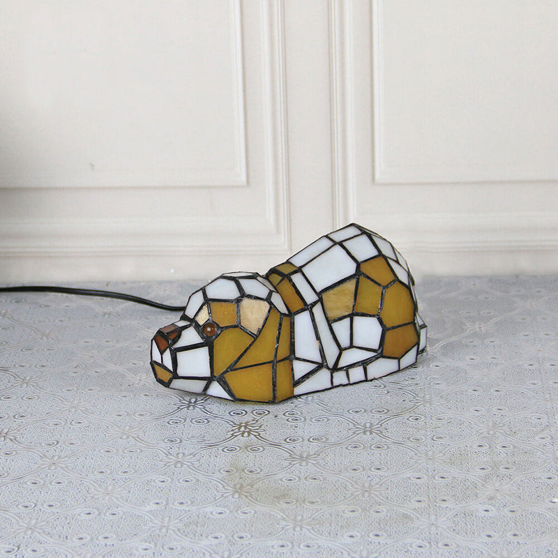 Tiffany Creative Chats /Chiens en Vitrail Lampe de Table Veilleuse 1 Lumière 