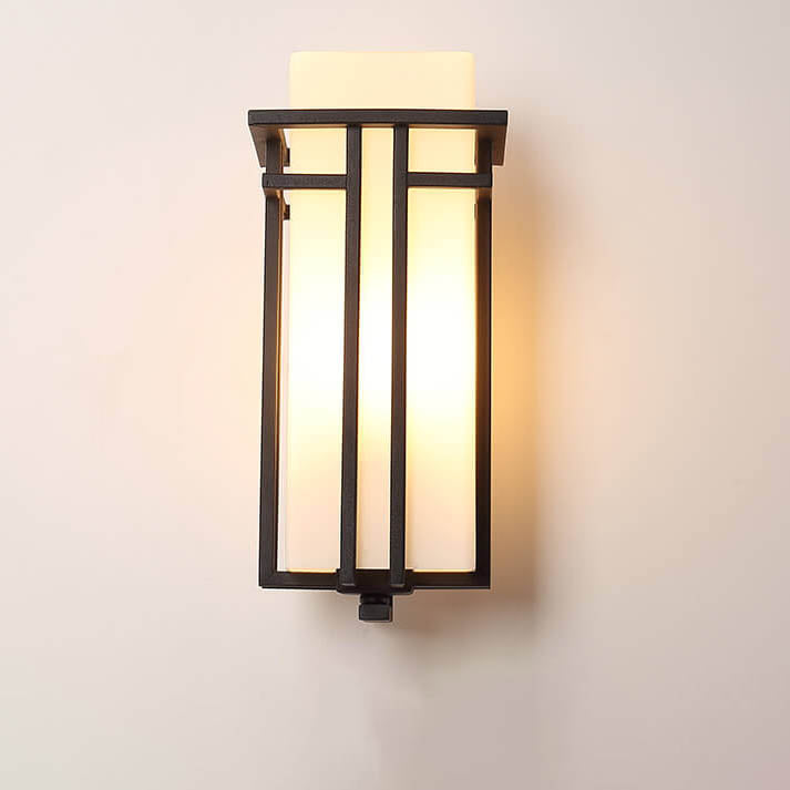 Lámpara Aplique de Pared Exterior Impermeable de 1 Luz de Hierro Cuadrado de Vidrio Moderno 