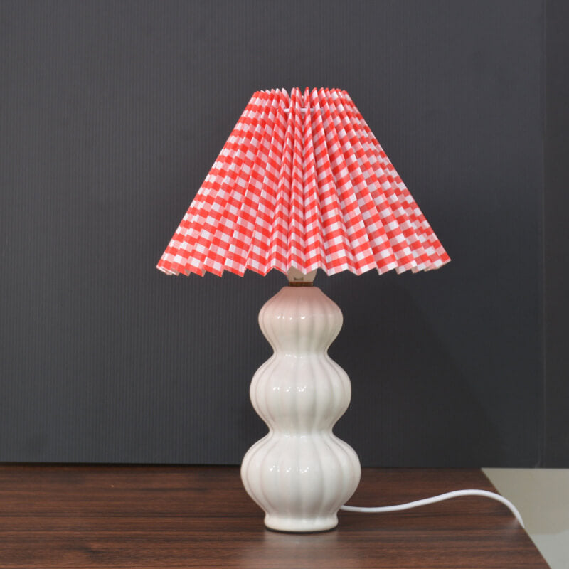 Retro Lattice Pleated Shade Ceramic 1-Light Table Lamp