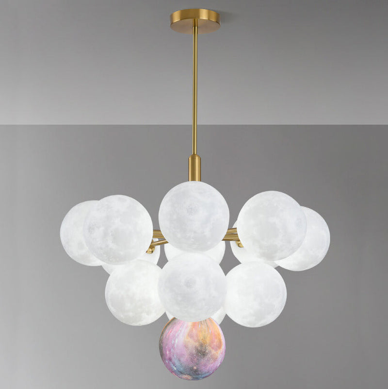 Nordic 3D Moon Planet 5/13 Light Chandelier