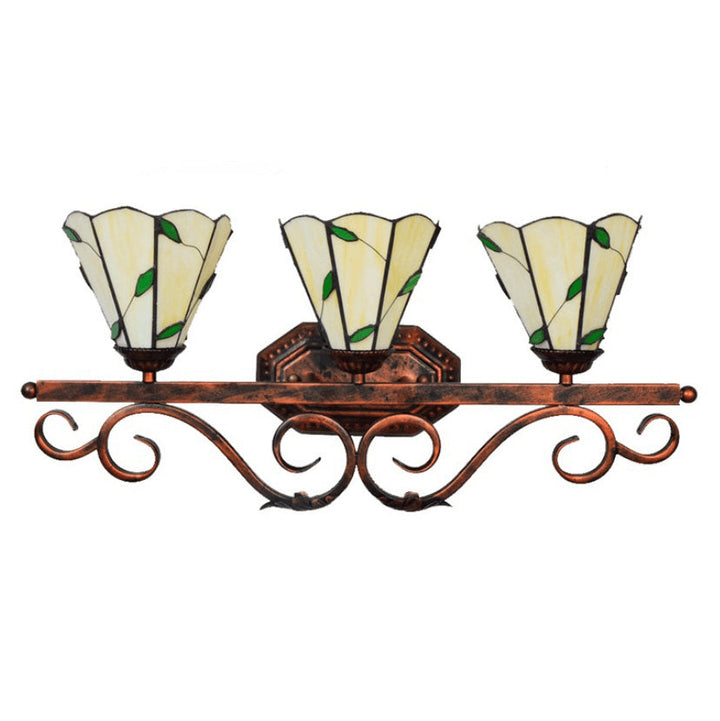 Lámpara de Aplique de Pared de 3 Luces de Vidrio Tiffany Hoja Europea 