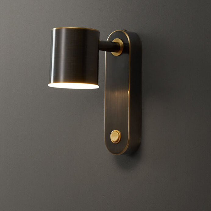 Aplique de pared LED de 1 luz con cilindro de cobre minimalista 