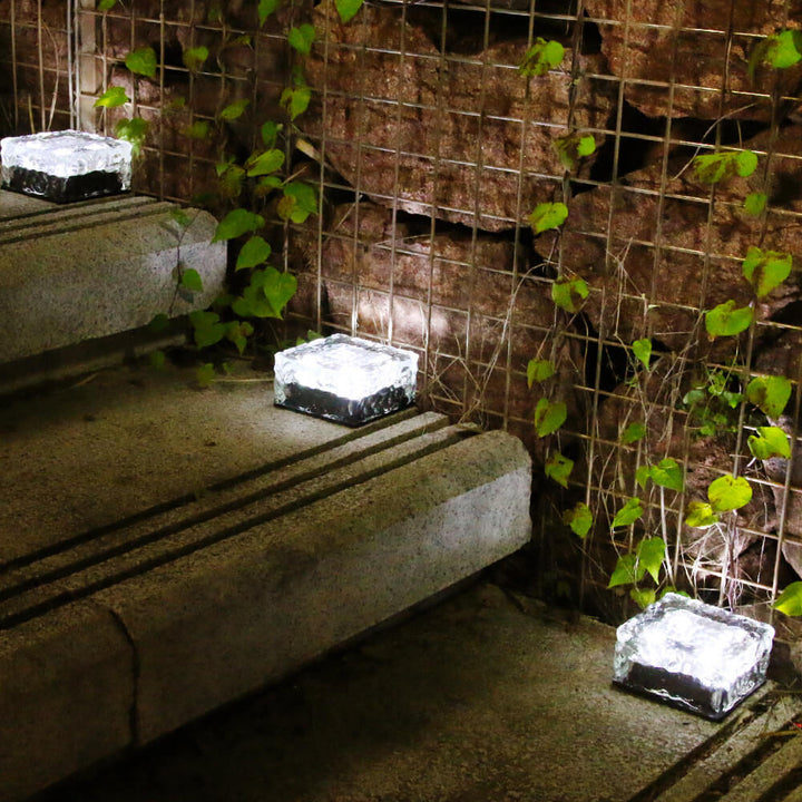 Solar-LED-Eisziegel Wasserdichtes Glas Bodenlicht Gartenlicht 