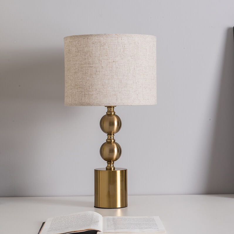 Modern Luxury Fabric Metal Ball Base 1-Light Table Lamp