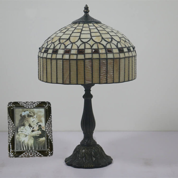 Lámpara de Mesa de 1 Luz de Vidrio Barroco Amarillo Tiffany Europeo 