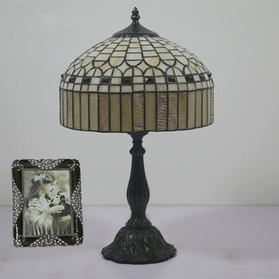 Lámpara de Mesa de 1 Luz de Vidrio Barroco Amarillo Tiffany Europeo 