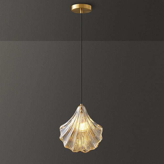 Modern Luxury Glass Shell Brass 1-Light Pendant Light