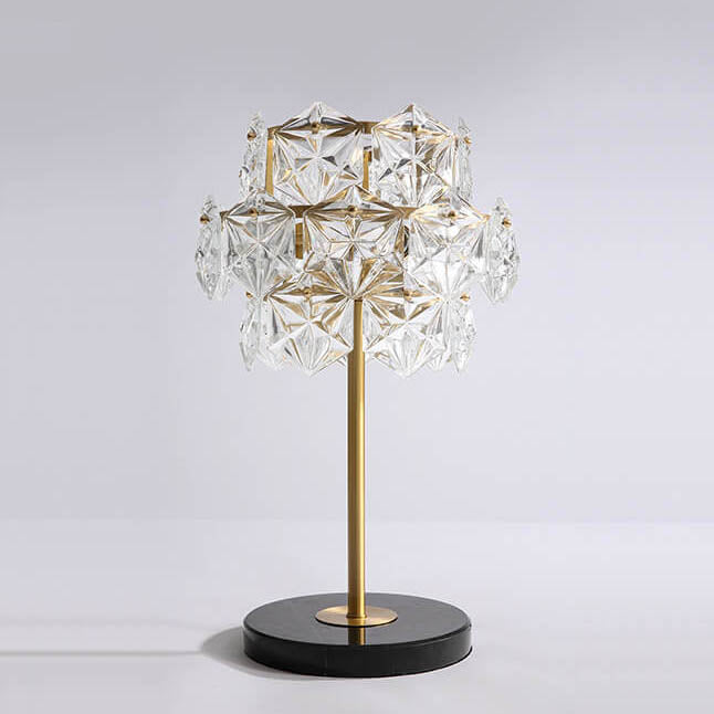 Pantalla de Vidrio Copo de Nieve Moderna Lámpara de Mesa de Base de Mármol de 2 Luces 