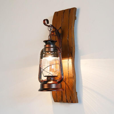 Vintage Kerosene Lamp 1-Light Solid Wood Wall Sconce Lamp