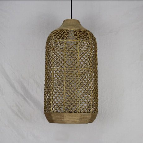 Retro Hemp Rope Weaving Column 1-Light Pendant Light