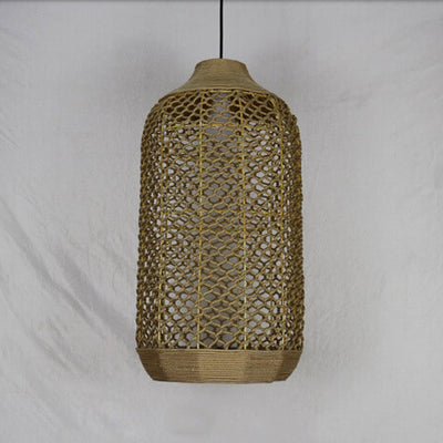 Retro Hemp Rope Weaving Column 1-Light Pendant Light