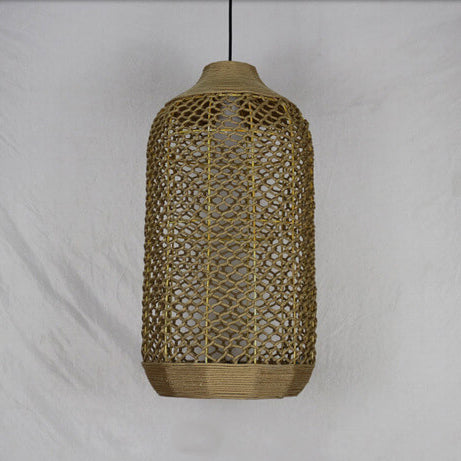 Retro Hemp Rope Weaving Column 1-Light Pendant Light