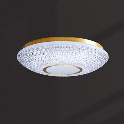 Modern Luxury Round Bowl Shaped Brass LED Flush Mount Ceiling Light