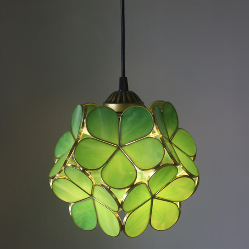 Vintage Stained Glass Petal 1-Light Pendant Light