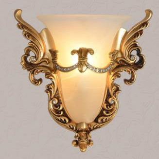 European Retro Flared Carving Resin 1-Light Wall Sconce Lamp