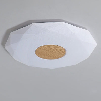 Nordic Solid Wood Acrylic Round 1-Light LED Flush Mount Ceiling Light