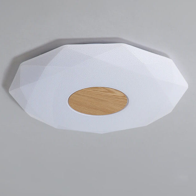 Nordic Solid Wood Acrylic Round 1-Light LED Flush Mount Ceiling Light