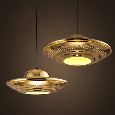 Industrial Vintage Iron Flying Saucer 1-Light Pendant Light