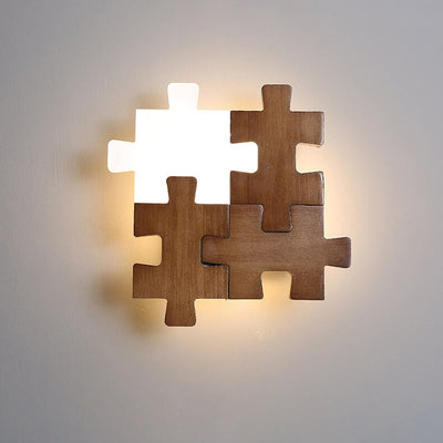 Nordic Wood Puzzles 1-Light LED Wall Sconce Lamp