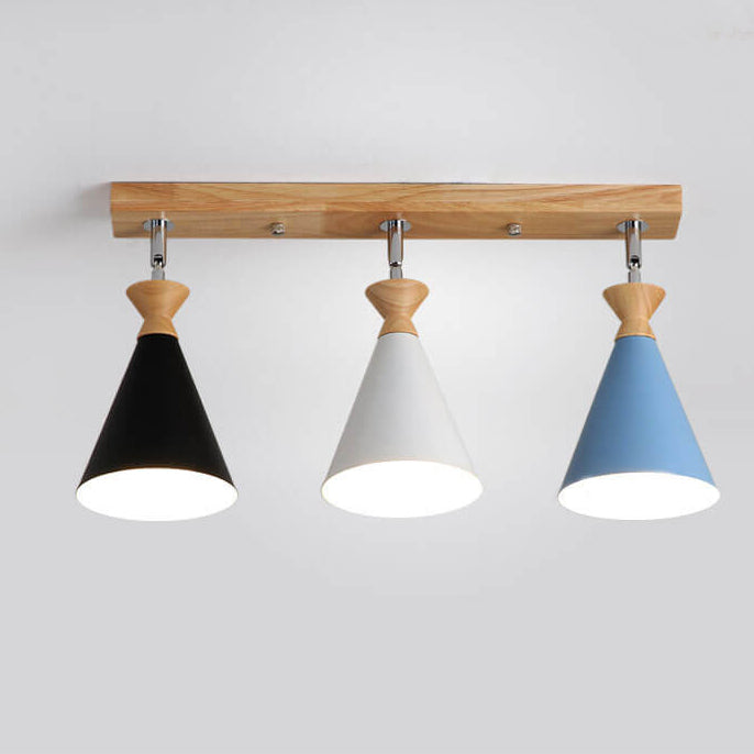 Macaron Cone Shade 3-Light Semi-Flush Mount Ceiling Light