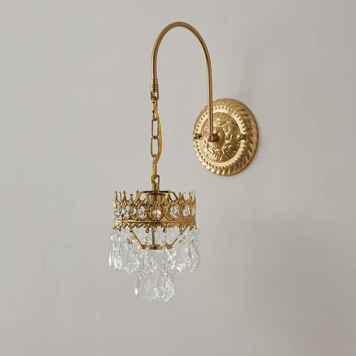 Vintage Luxury Crystal Crown 1-Light  Wall Sconce Lamp
