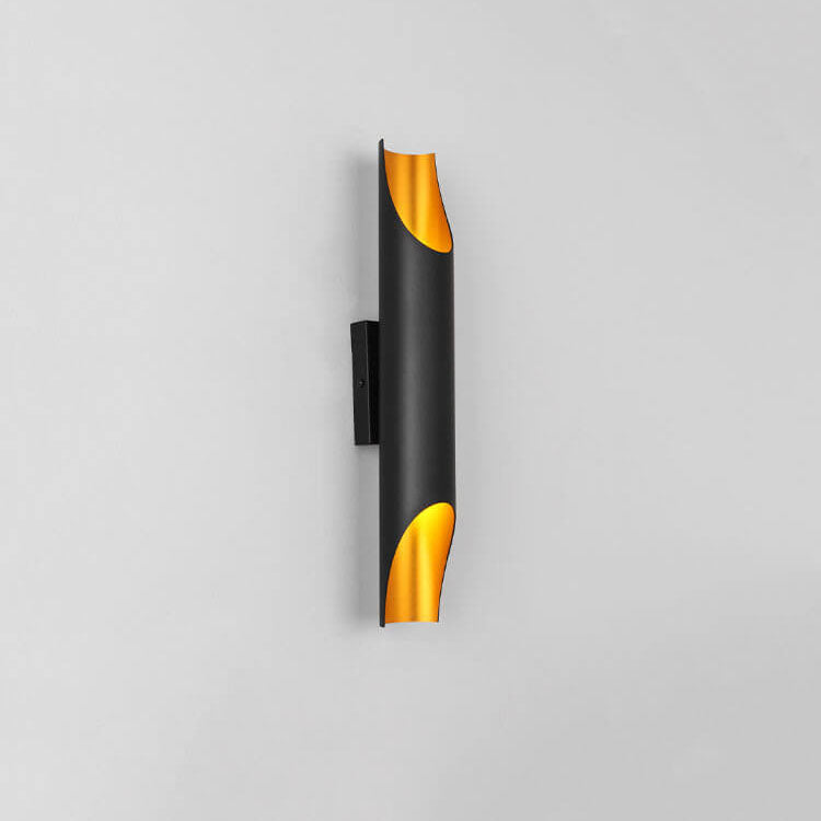 Lámpara Aplique de Pared de 2 Luces Moderna Cilíndrica de Aluminio Negro y Dorado 