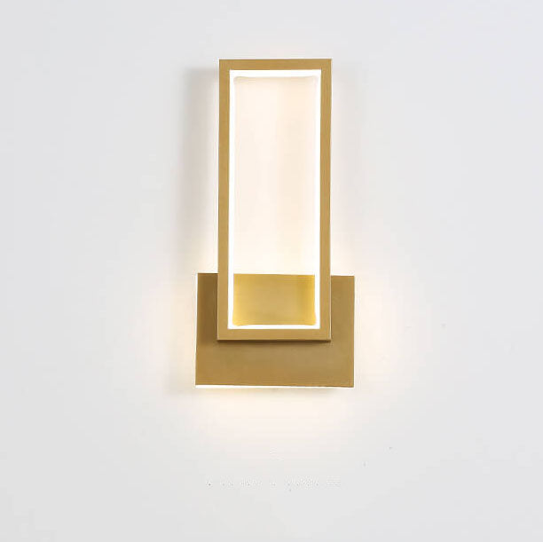 Modern Minimalist Gold Rectangular 1-Light LED Wall Sconce Lamp