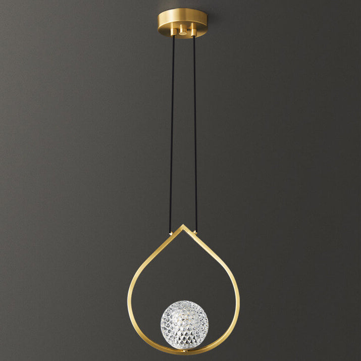 Moderne kreative Wassertropfen-Kristall-Messing 1-flammige Pendelleuchte 