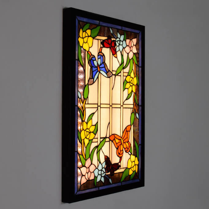 Tiffany Stained Glass Rectangular LED Decorative Mural Wall Light