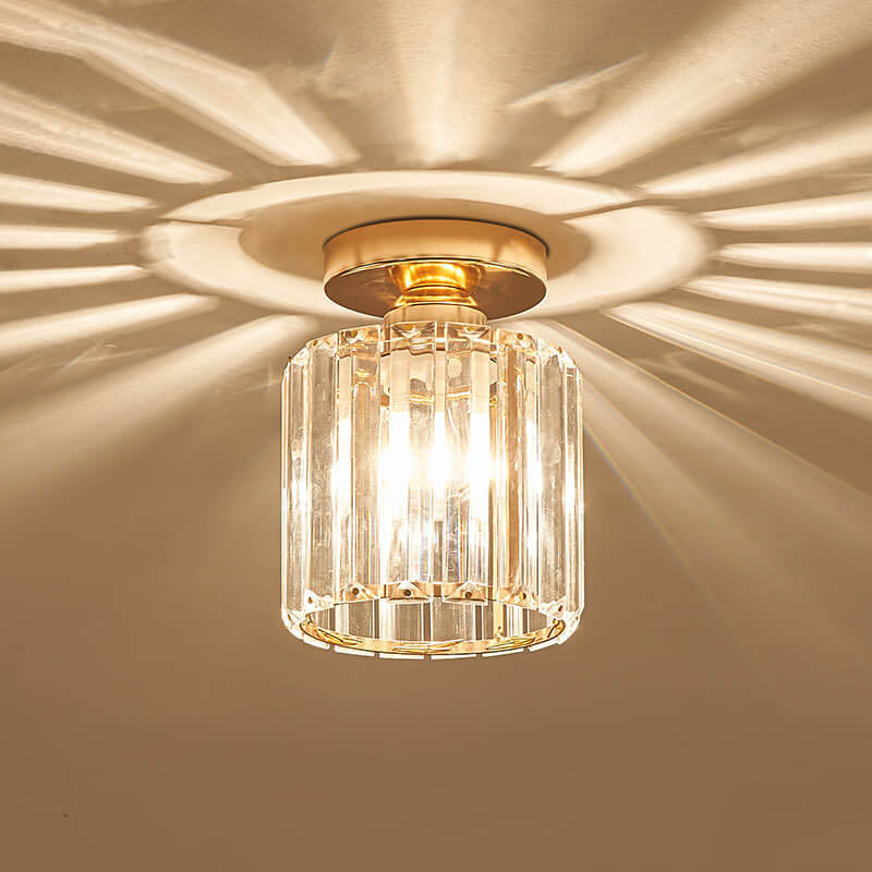 Modern European Crystal 1-Light Semi-Flush Mount Ceiling Light