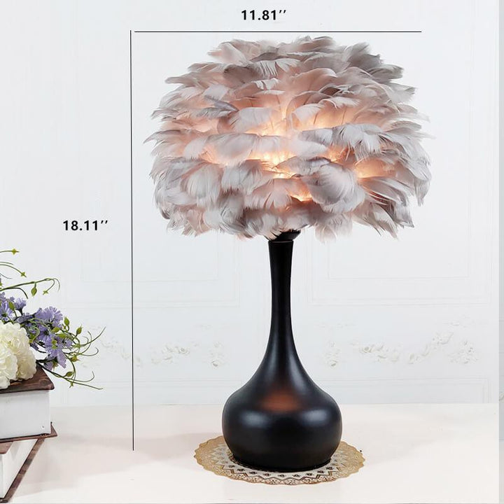 Lampe de Table à Base de Goutte Globe 1 Lumière Moderne Plume 
