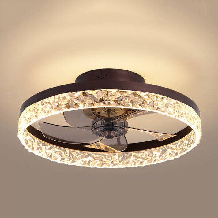Modern Circle Ring LED Semi-Flush Mount Ceiling Fan Light