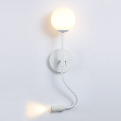 Modern Round Glass Ball Silicone Hose 1-Light Wall Sconce Lamp