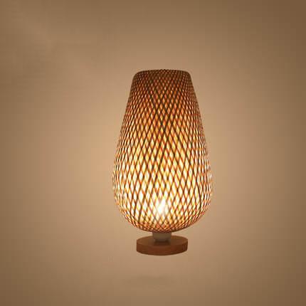 Moderne Bambusweberei Oval 1-Licht Tischlampe 