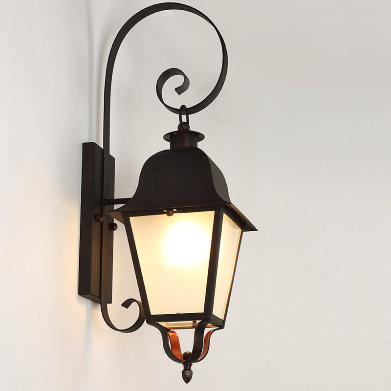 Retro European Square Arc Arm Outdoor Waterproof 1-Light Wall Sconce Lamp