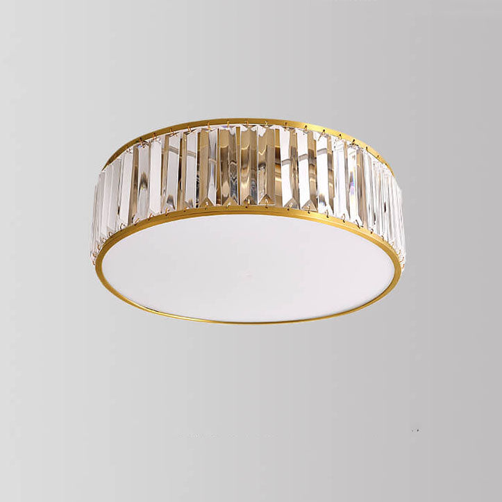Modern Brass Crystal Round 3/4 Light Flush Mount Ceiling Light