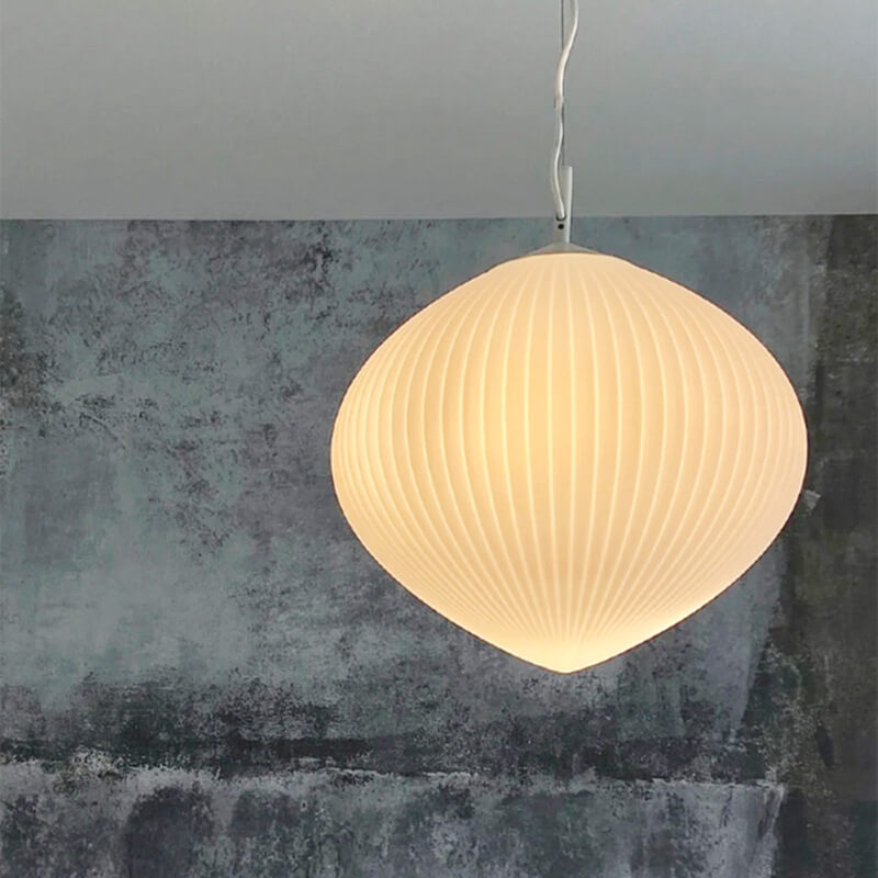 Modern Milk White Glass Oval 1-Light Pendant Light