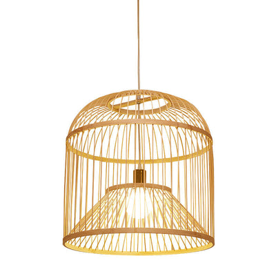 Vintage Bamboo Weaving Birdcage 1-Licht Pendelleuchte 
