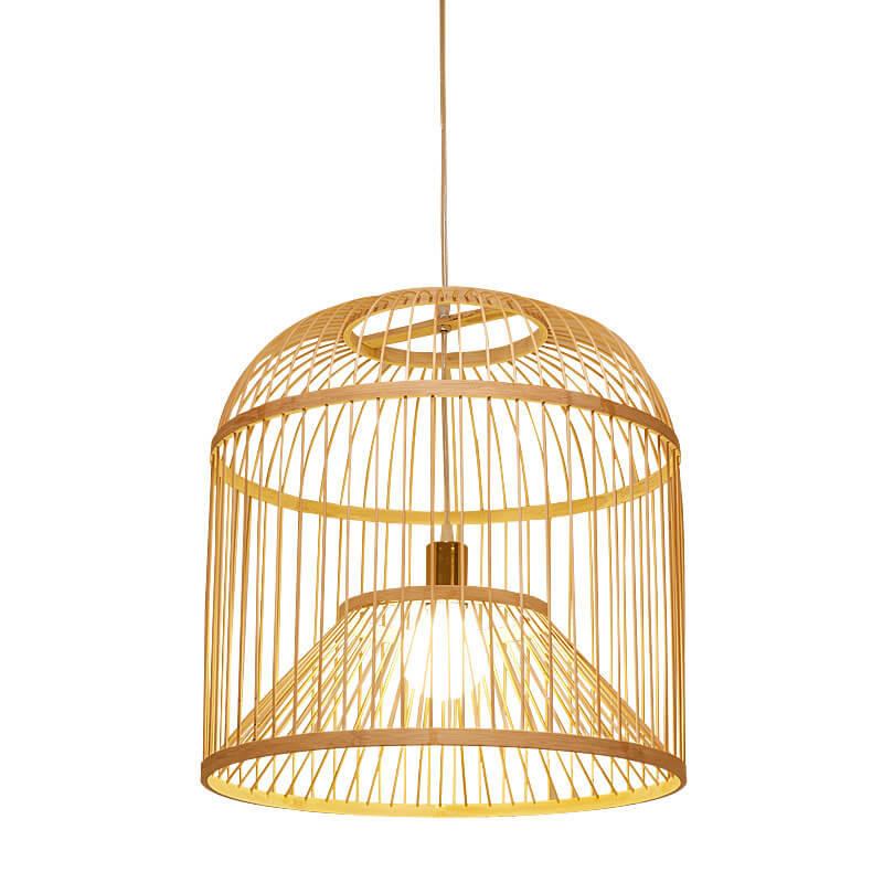 Vintage Bamboo Weaving Birdcage 1-Light Pendant Light