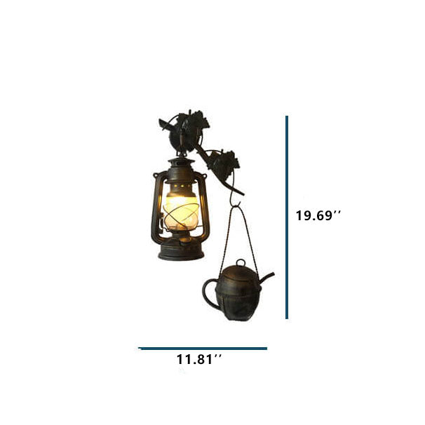 Vintage Kerosene Lamp Kettle 1-Light Wall Sconce Lamp