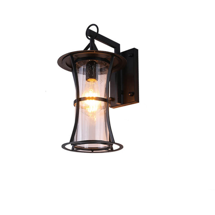 Aplique de pared impermeable moderno para exteriores con jaula de vidrio transparente y 1 luz 
