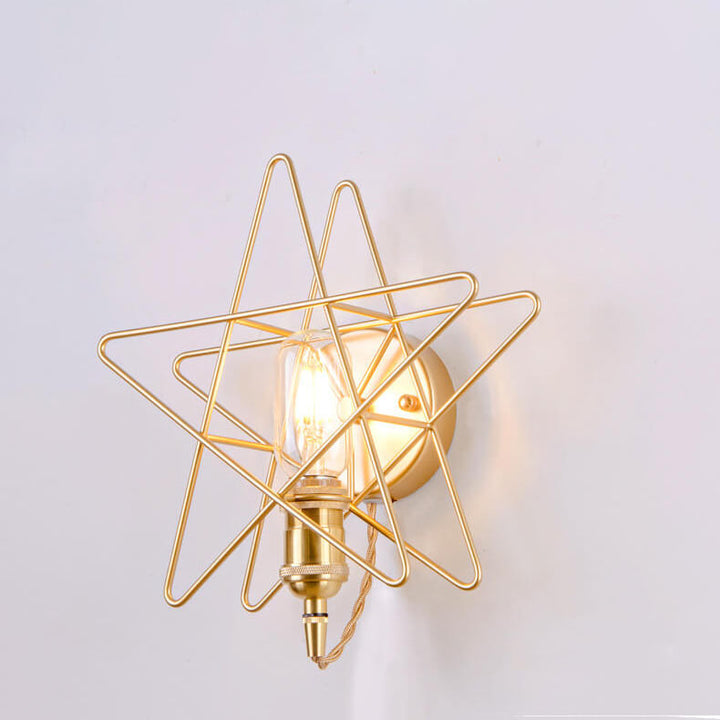 Einfache goldene Pentagramm-Eisen-Wandleuchte mit 1 Licht 