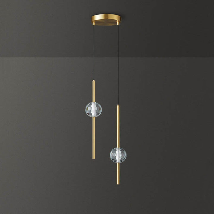 Modern Simple Copper Glass Ball Tube 1/2 Light Pendant Light