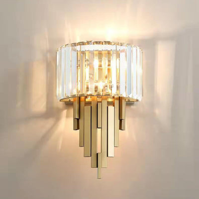 Modern Luxury Crystal Columnar 2-Light Wall Sconce Lamp