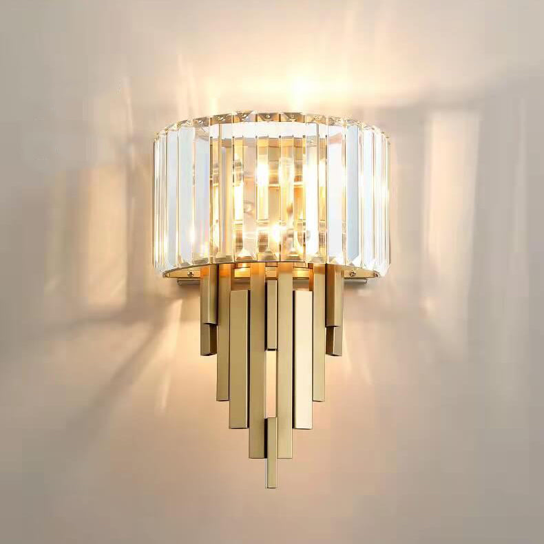 Modern Luxury Crystal Columnar 2-Light Wall Sconce Lamp