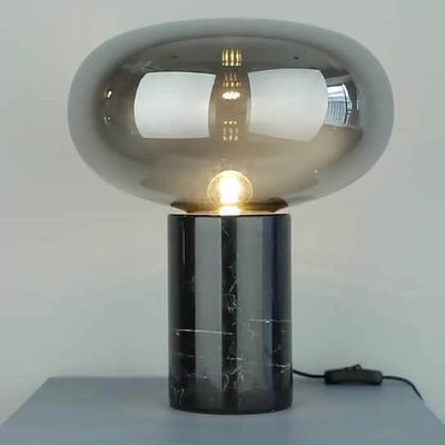 Postmodern Glass Cylinder Marble Base 1-Light Table Lamp