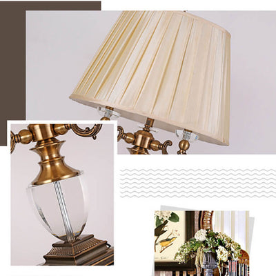 Lampe de table de luxe en alliage de zinc et cristal à 1 lumière, style européen 