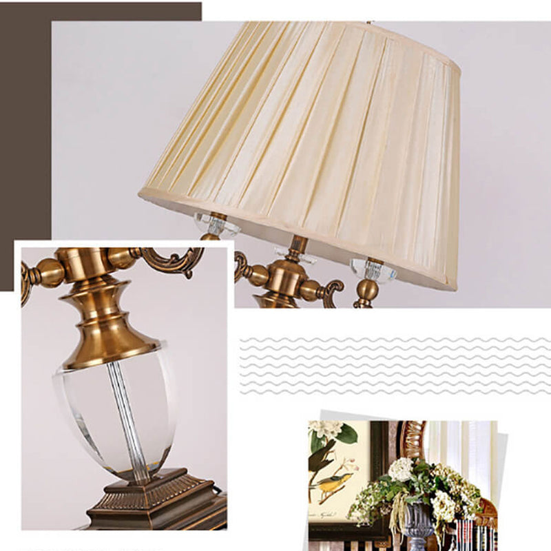 Lampe de table de luxe en alliage de zinc et cristal à 1 lumière, style européen 
