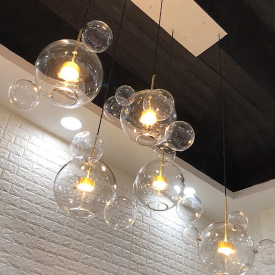 Modern Atom Mickey Head Bubble Glass Ball 1-Light LED Pendant Light